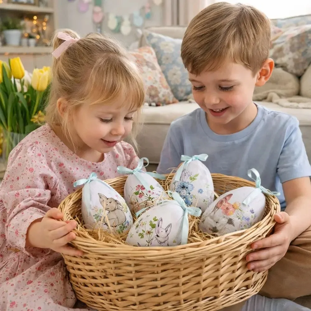 

2Pcs Foam Easter Eggs Pendant Cartoon DIY Craft Easter Simulation Egg Decorative Artificial Egg Hanging Ornament Office Party