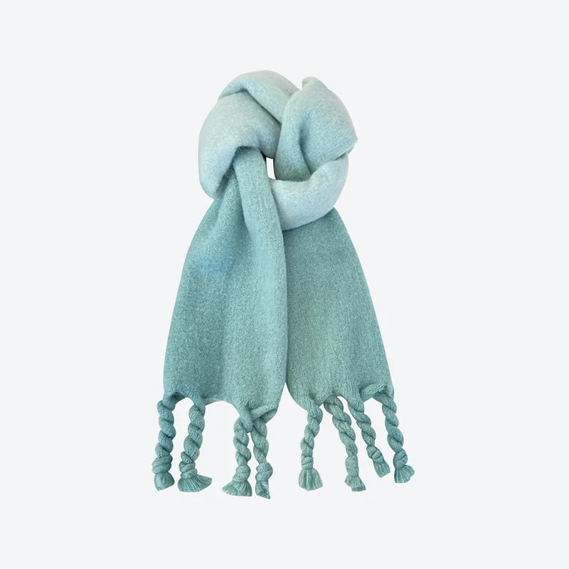 Gradual Change Color Thickened Lengthened Scarf Shawl High-end Scarf Shawl Autumn and Winter Warm Scarf