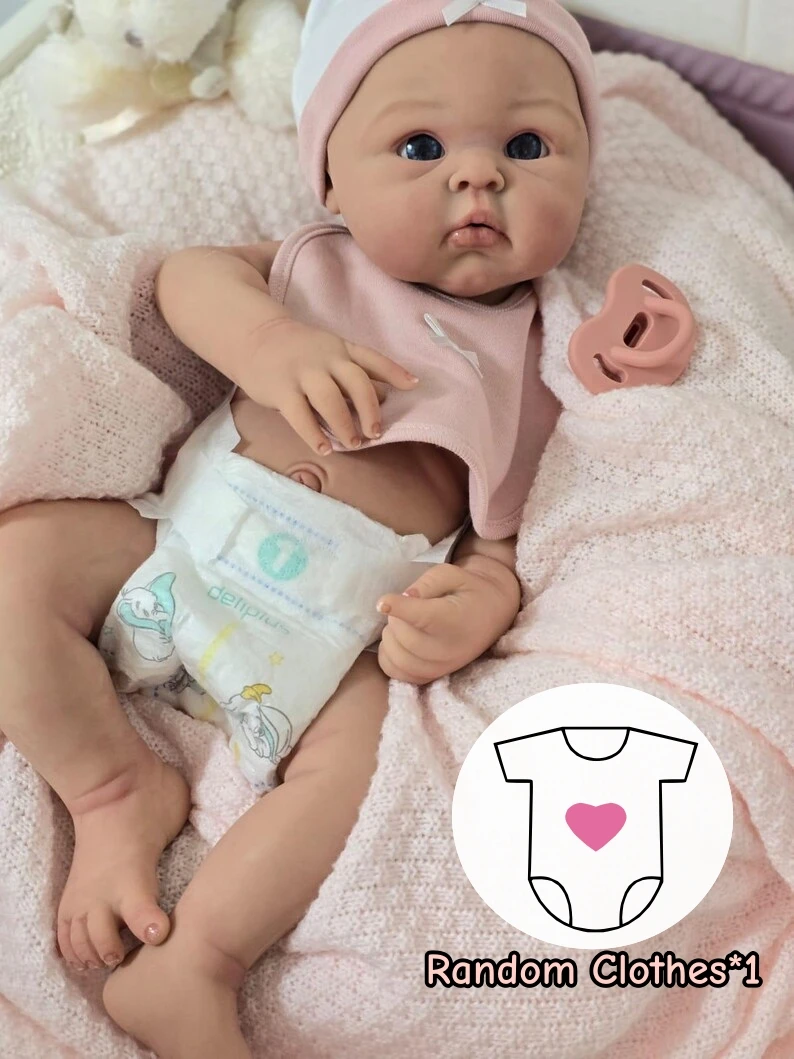 Lifelike Open Eyes Reborn Baby Doll, Made of Soft Silicone,18 Inch, lovely, with Random clothes, as a Birthday Gift for Children