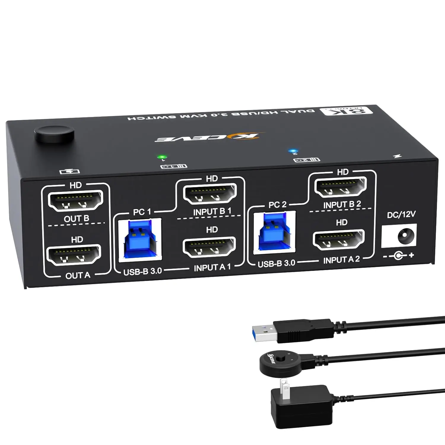 New Dual Monitor KVM Switch 8K@60Hz/4K@120Hz HDMI2.1 KVM Switch for 2 Computer Share 2 Monitors and 3 USB3.0+1 USB C Devices