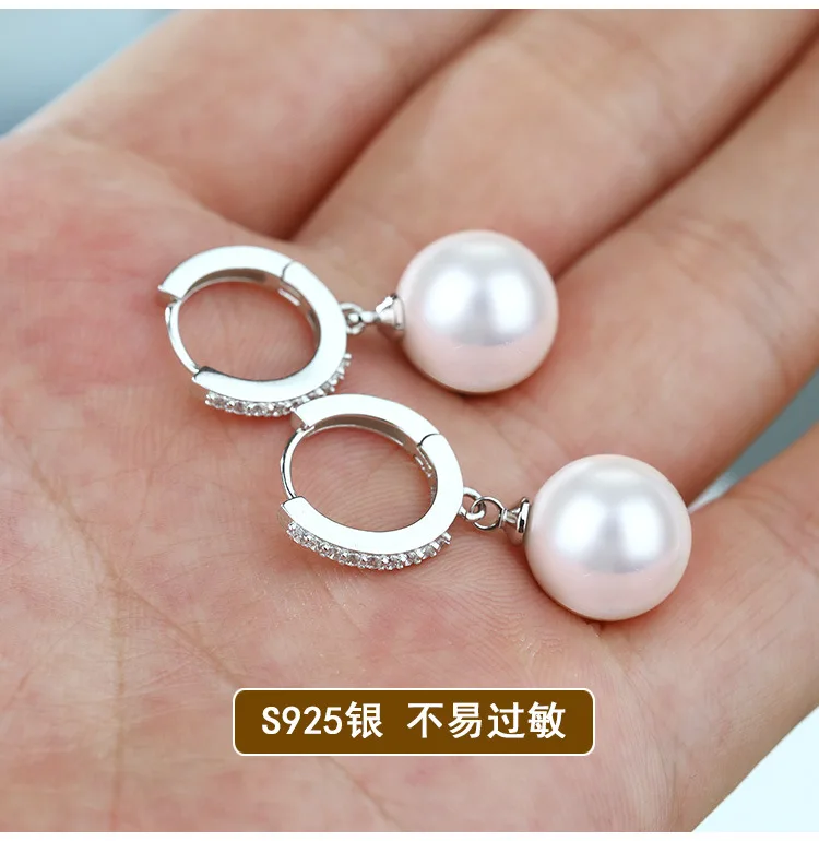 2020 Pearl Earrings Genuine Natural Freshwater Pearl Silver Color Earrings Pearl Jewelry For Wemon Wedding Gift image 2