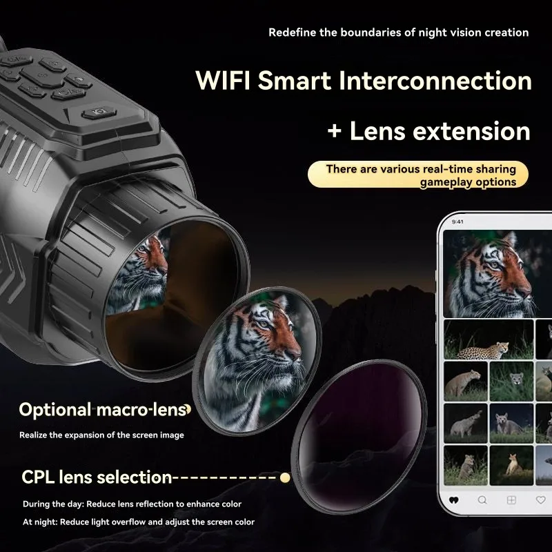 

ABUO-Infrared Night Vision Device Featuring Wifi Connectivity And Multi-Color Display, Animal Sound Simulation Included