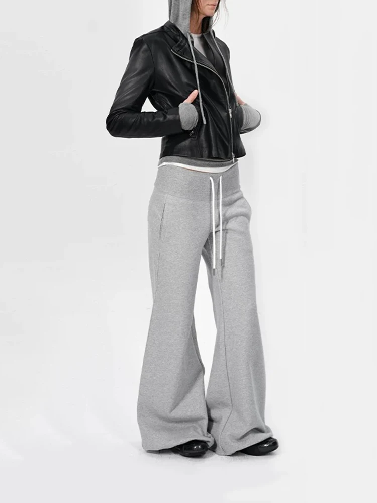 Autumn and winter new women's sports daily versatile casual pants loose thin drawstring threaded flared sweater pants