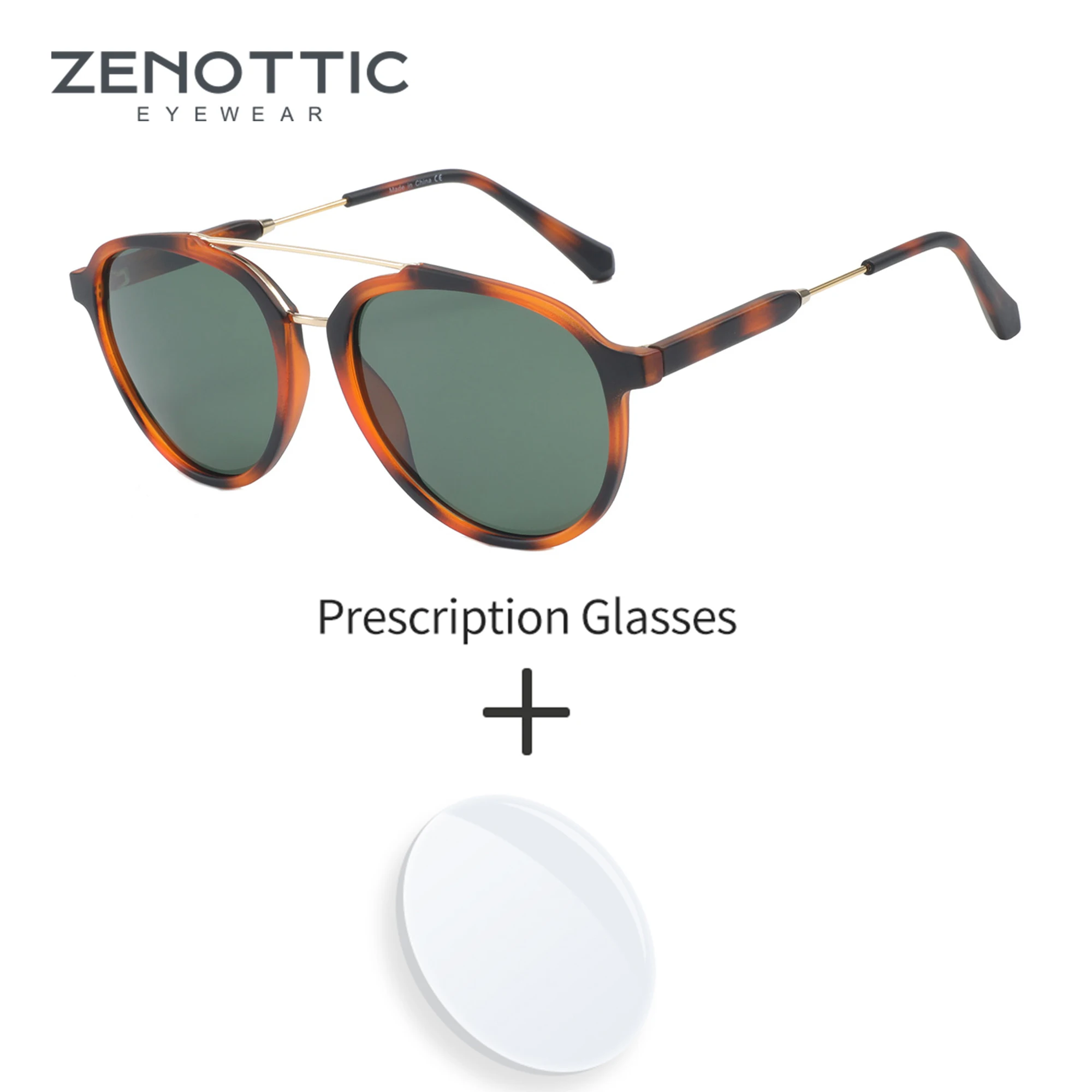 

ZENOTTIC Fashion Polarised Prescription Sunglasses Double Bridge Aviator Sun Glasses For Men Women Progressive Shades