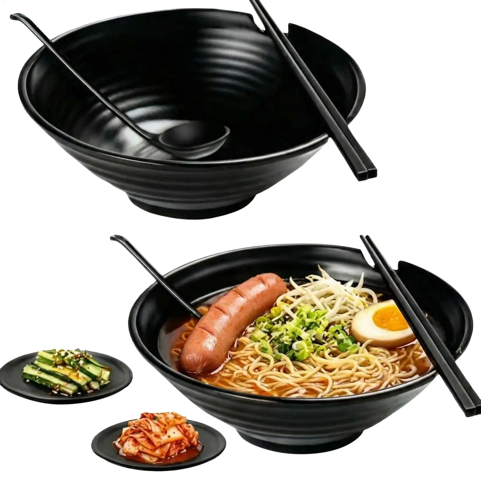 

Большой набор японских мисок для лапши с палочками и ложками, глубокие миски для супа, рамена, фо, пасты, азиатской кухни, для дома и ресторана