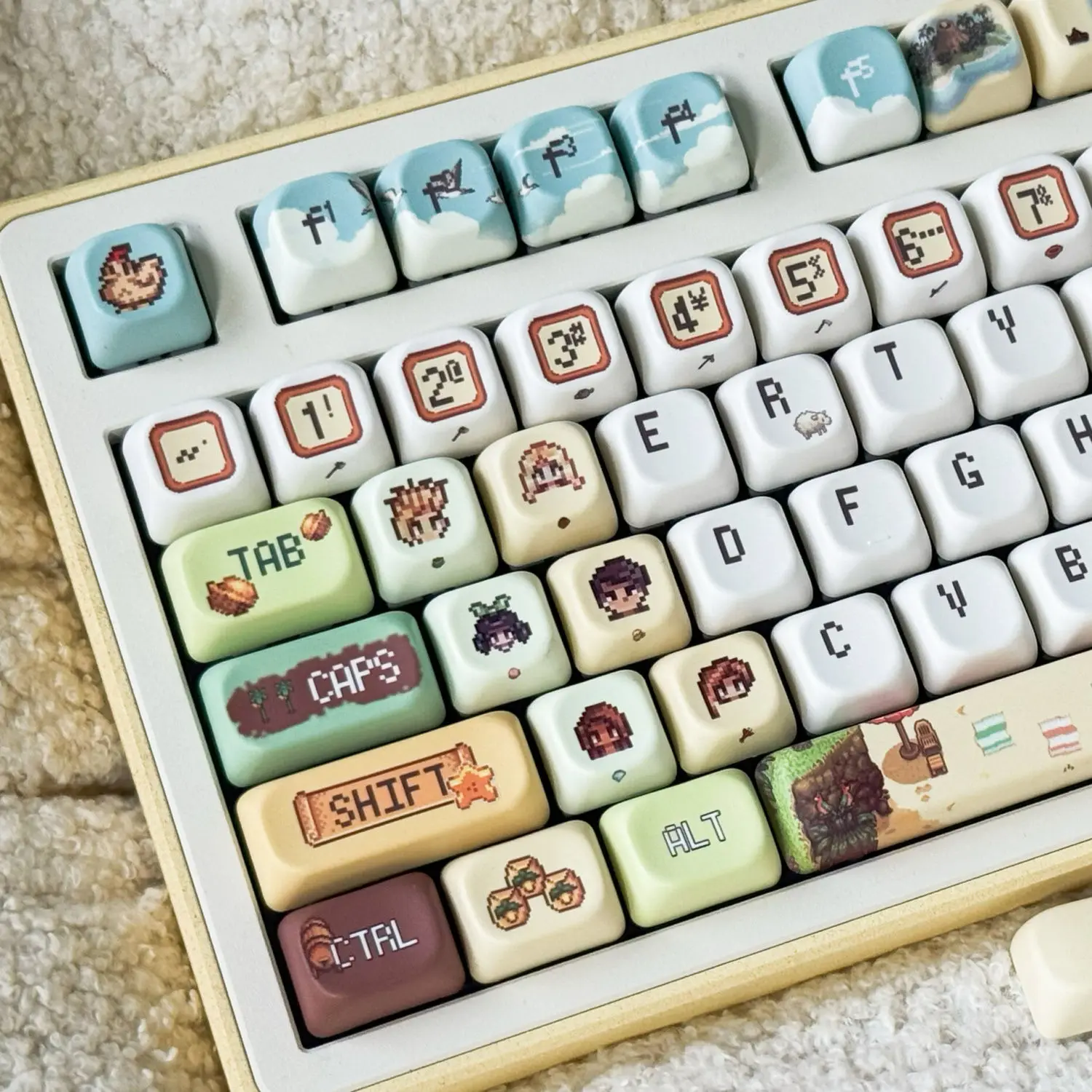 137 Keys Pixel Style Keycaps Cute Keyboard Cap Cute PBT Chreey Profile Gaming Key Caps for ANSI Mechanical Keyboard Accessories