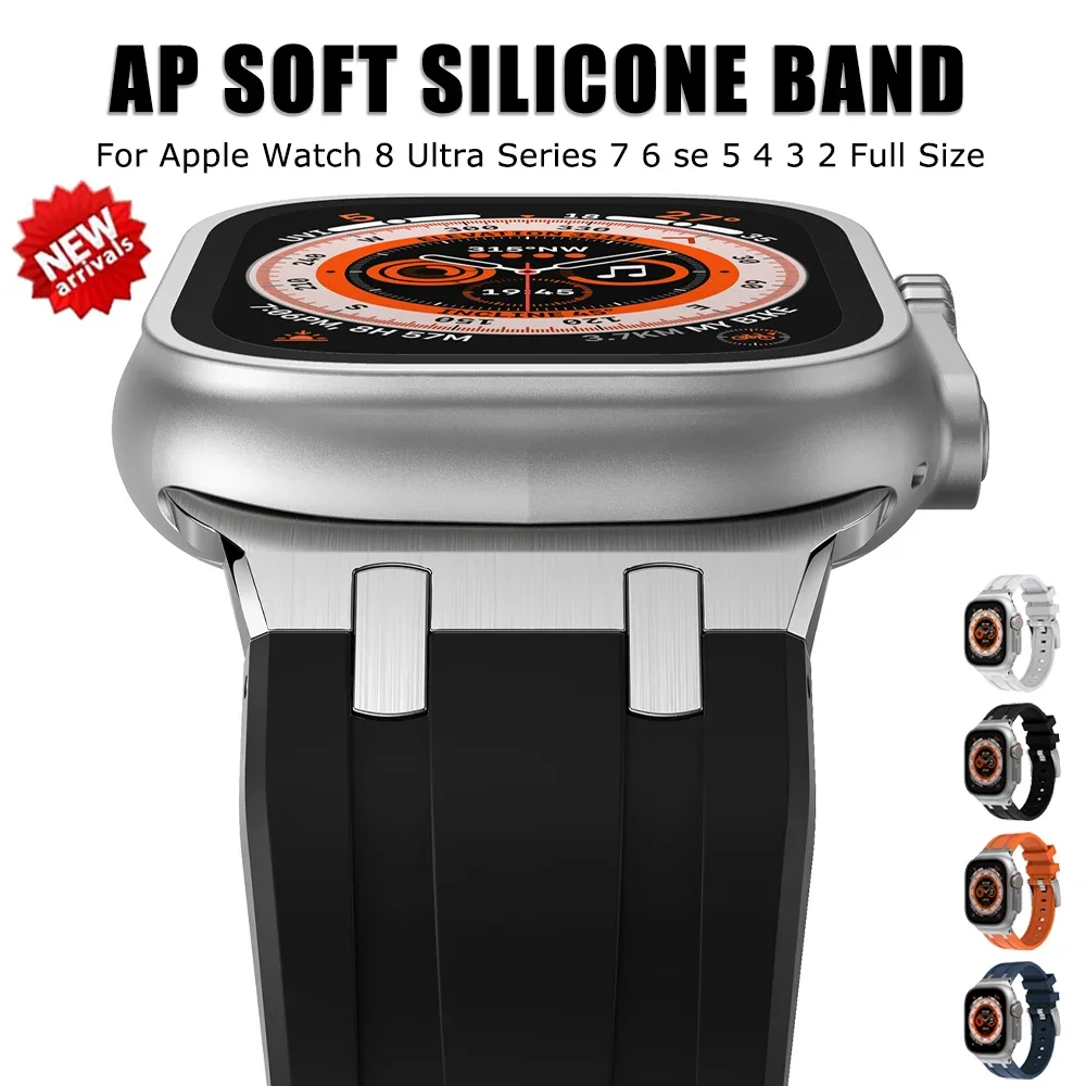 Pop Silicone Strap For Apple Watch Band Ultra 49mm 45mm 41mm Sports Soft Rubber Correa IWatch Series 8 7 6 5 4 SE 44mm 40mm Brac