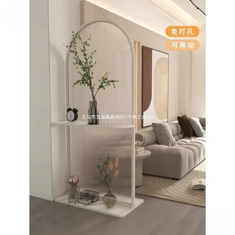 For Entryway Sofa Changhong Glass Curved Partition Shelf Living Room Entrance Screen Movable Storage Rack Modern Home Decor