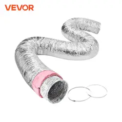 VEVOR Dryer Vent Hose, 4/5/6/8/10inch Insulated Flexible Duct 25FT Long with 2 Duct Clamps Heavy-Duty Three Layer Protection