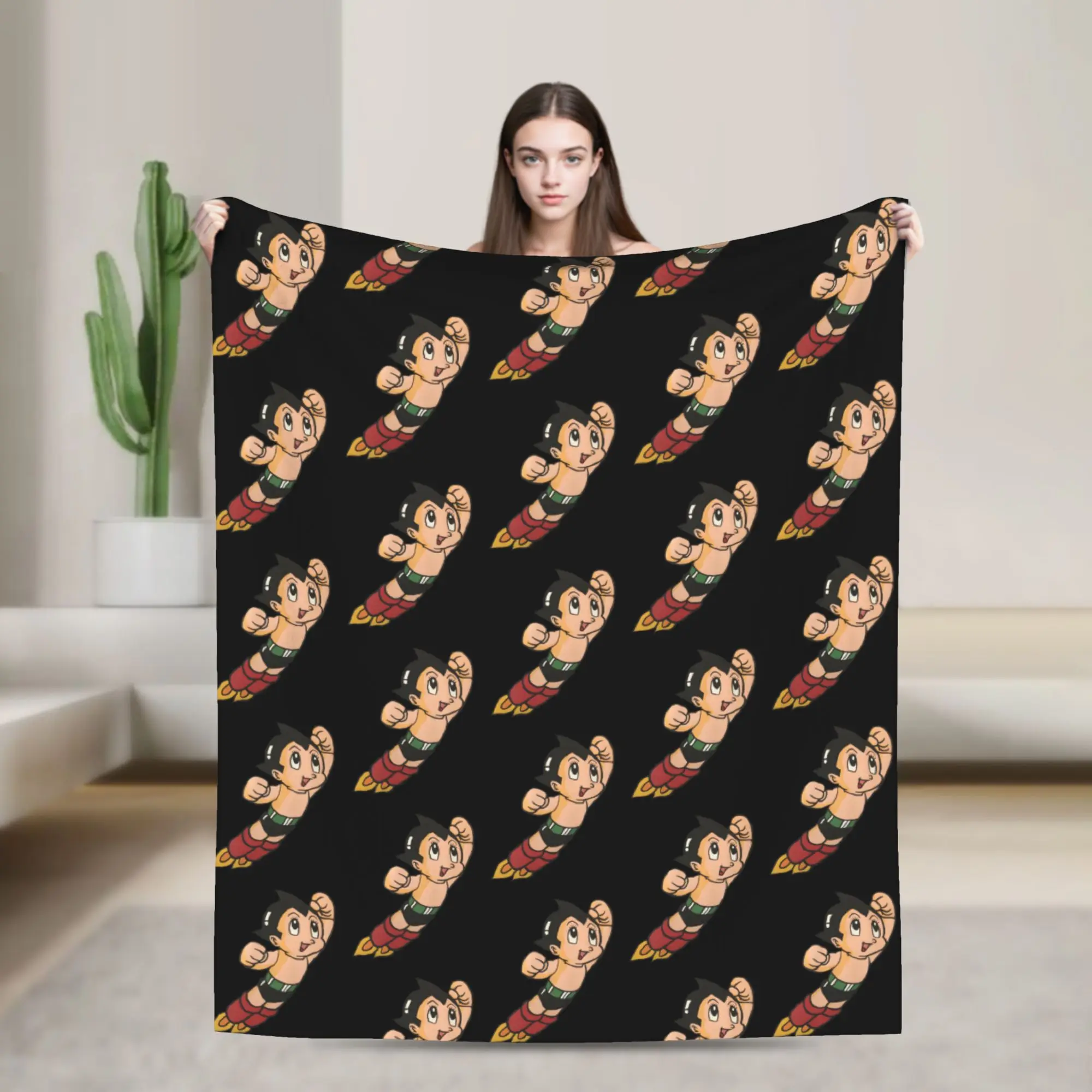 Vintage Astroboy Anime Robot Blanket Cartoon Astro Boy Space Plush Awesome Soft Throw Blanket for Home Spring/Autumn
