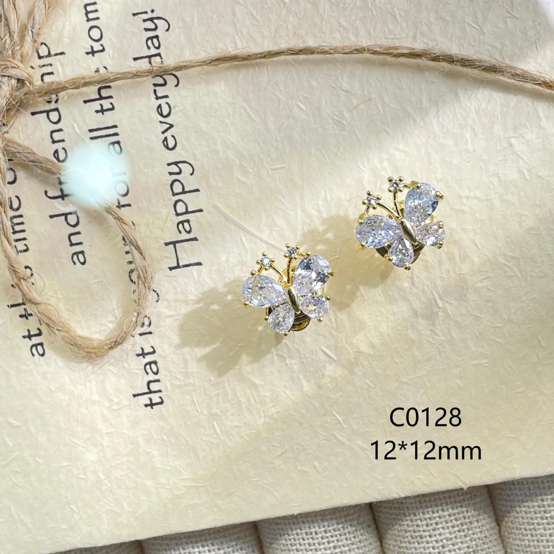 2 Stück Kaniu Hochwertiger Farbdiamant Zirkon Schmetterling Schneeflocke Nagelschmuck, funkelnder Strass Dekoratives Nagelzubehör