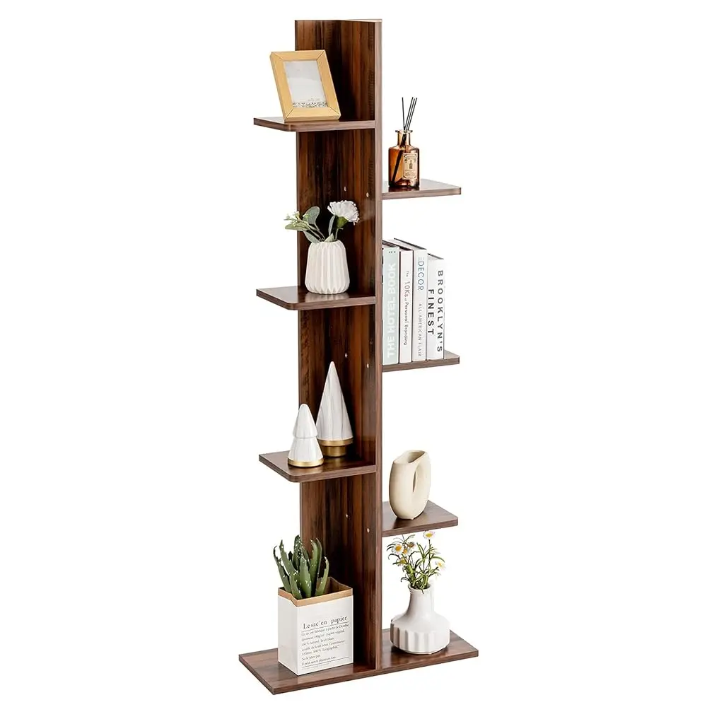

7-Tier Bookshelf, Multipurpose Storage Shelf Space-Saving Bookcase Wood Display Shelf Stand For Books Ps Artwork, Pot Plant,