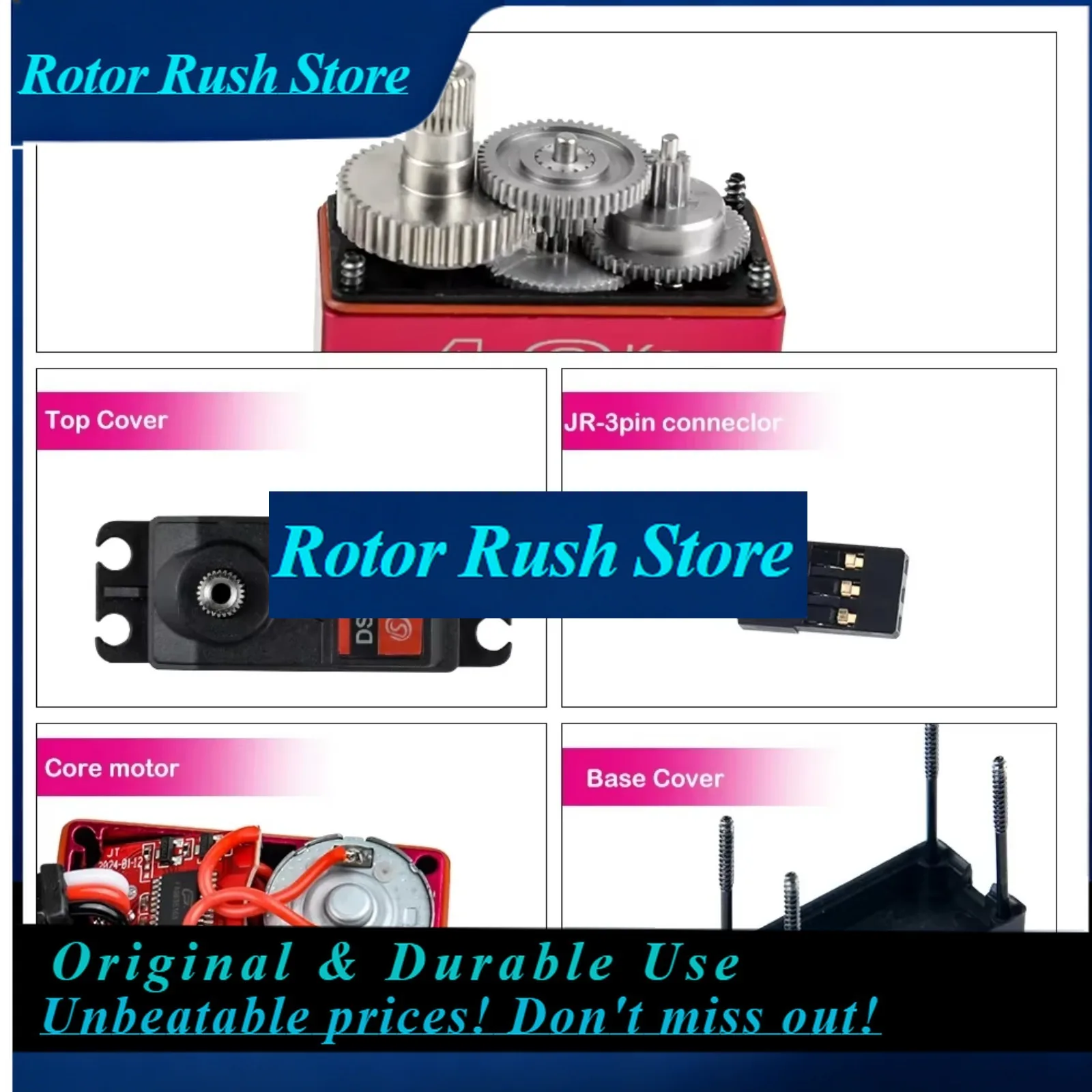 RoRuS4PCS Dsservo 40kg RC Digital  DS3240 6V IP66 Waterproof 180/270 Degree Angle Controllable 25T For Baja Car Boat DIY Ro