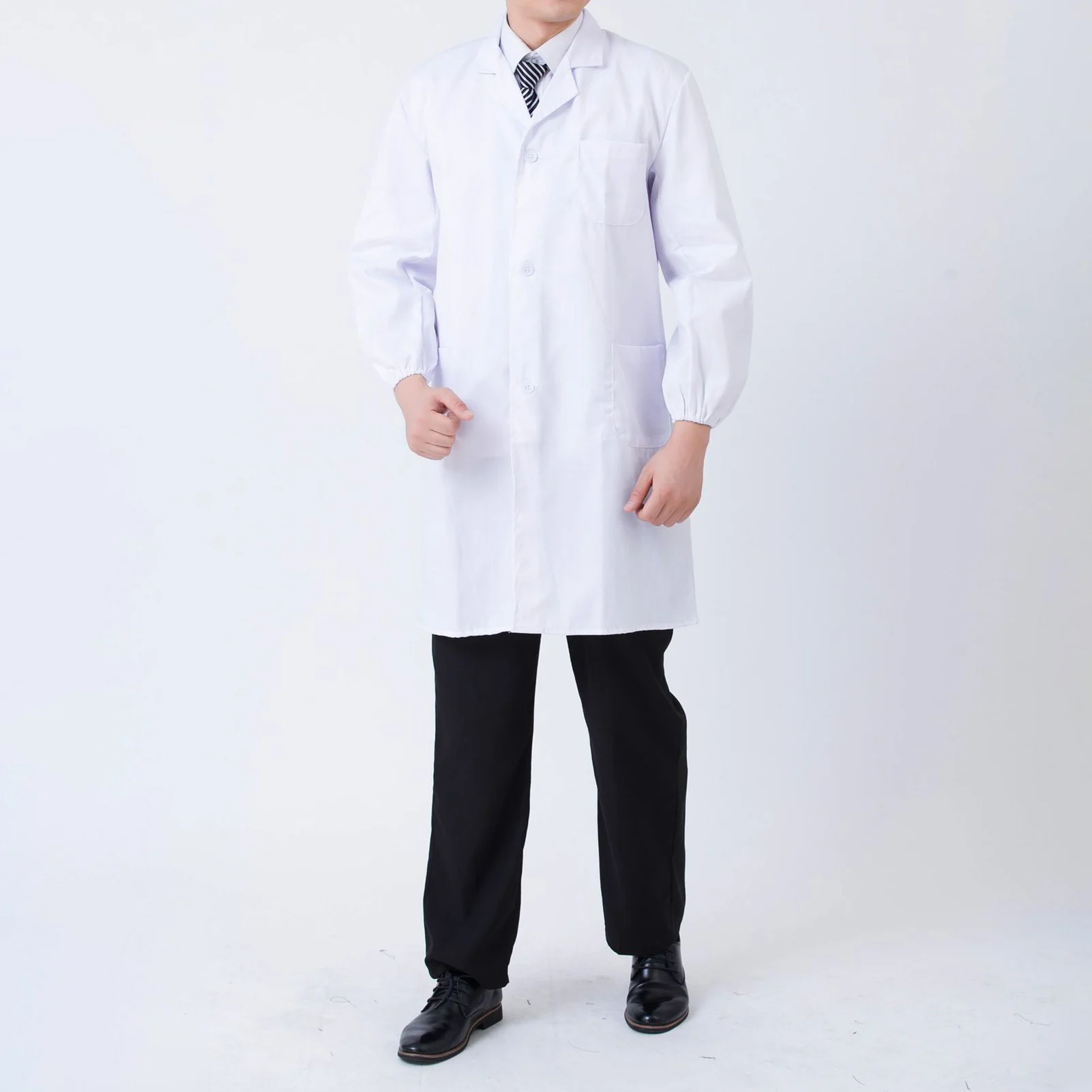 Medical Student White Lab Coat with Elastic Cuffs Skin-friendly Design for Students and Doctor