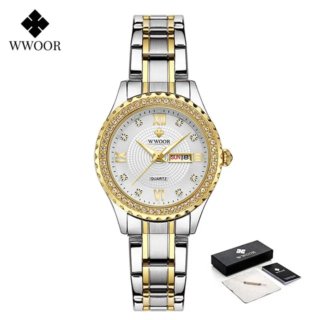 

Fashion Wwoor Brand Women Watches Luxury Diamond Dress Quartz Ladies Wrist Watch Stainless Steel Bracelets For Female Gift Clock