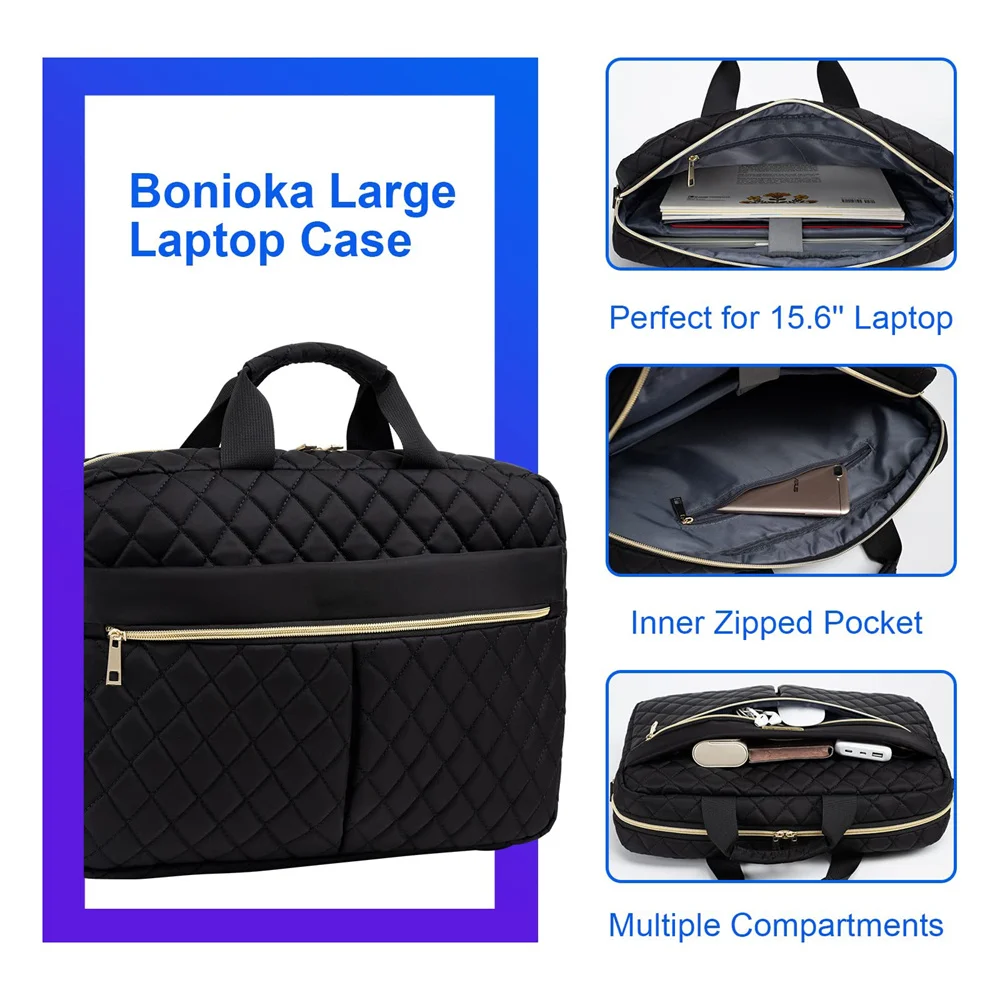 Nesitu A4 Black Pink Executive 14 15.6 inch Laptop Men Women Briefcase Portfolio Business Handbag Shoulder Messenger Bag M31113