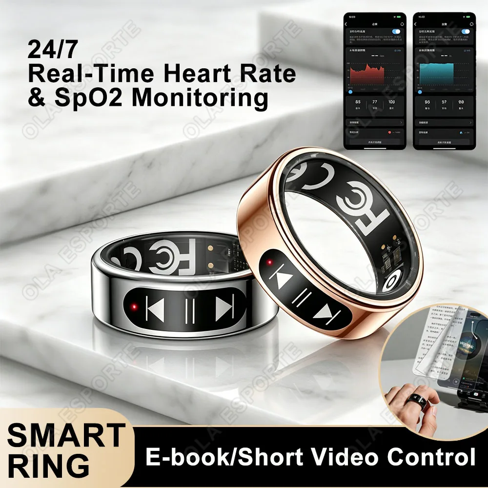 New Smart Ring Electronic Book Short Video Control Wireless Charging Health Manager Waterproof For Android IOS Page Turning Ring
