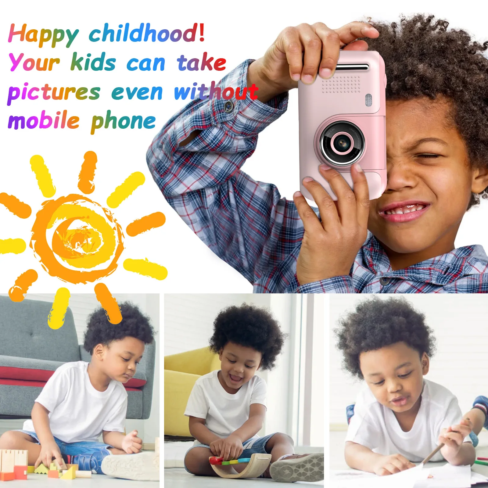 Kids Tripod Camera 4000W HD Large Screen Lens Flip Can Selfie Camera Kids Digital Camera Fun Puzzle Game Machine 8/32G SD Card