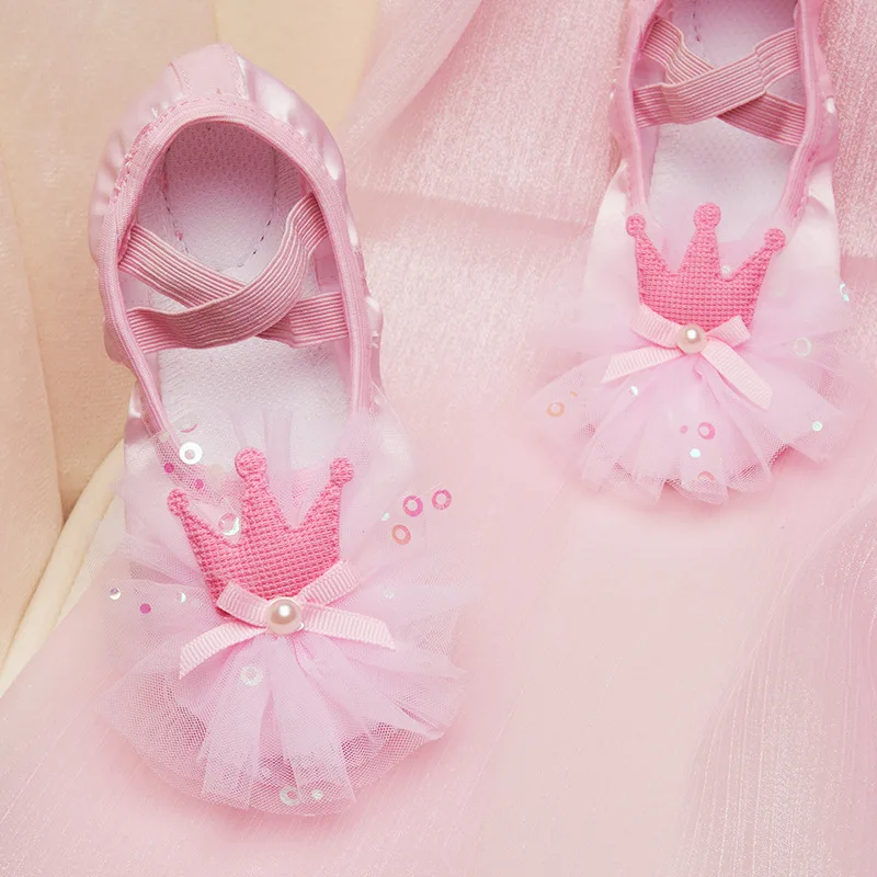 Children's Dance Shoe Soft Sole Practicing Rainbow Bow Cat Claw Satin Embroidery Ballet Body Yoga Girl Indoor Gymnastics Shoes