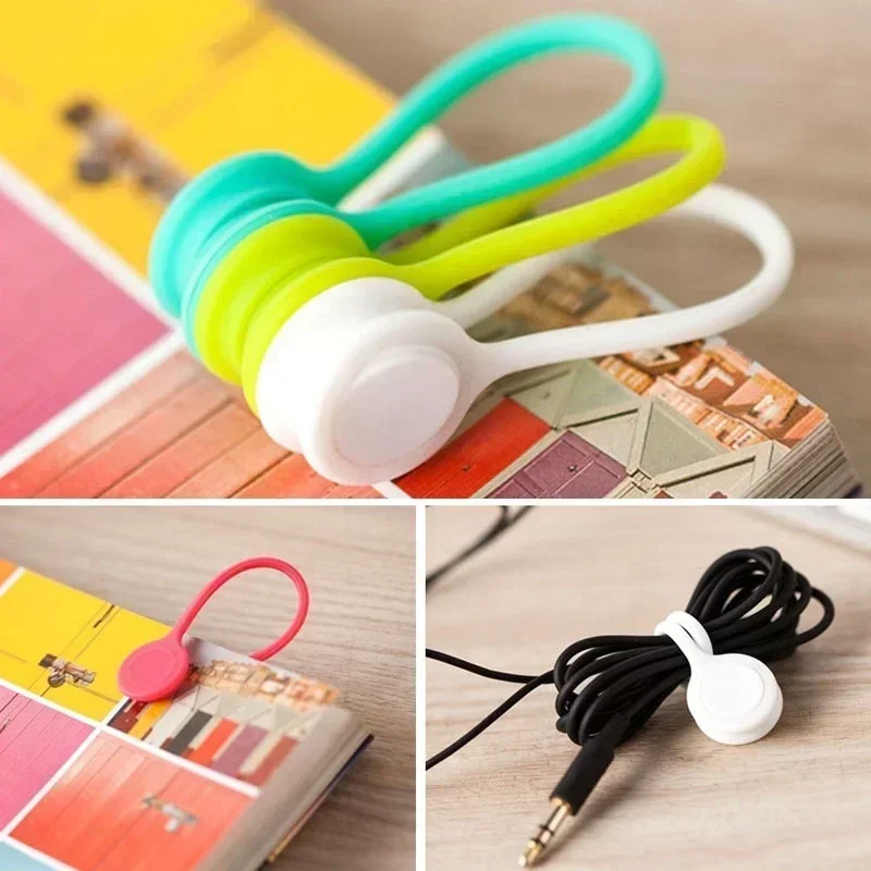 VIKEFON Cable Winder Organizer Soft Silicone Magnetic Cord Earphone Storage Holder Clips Cable Winder For Earphone Data Cable