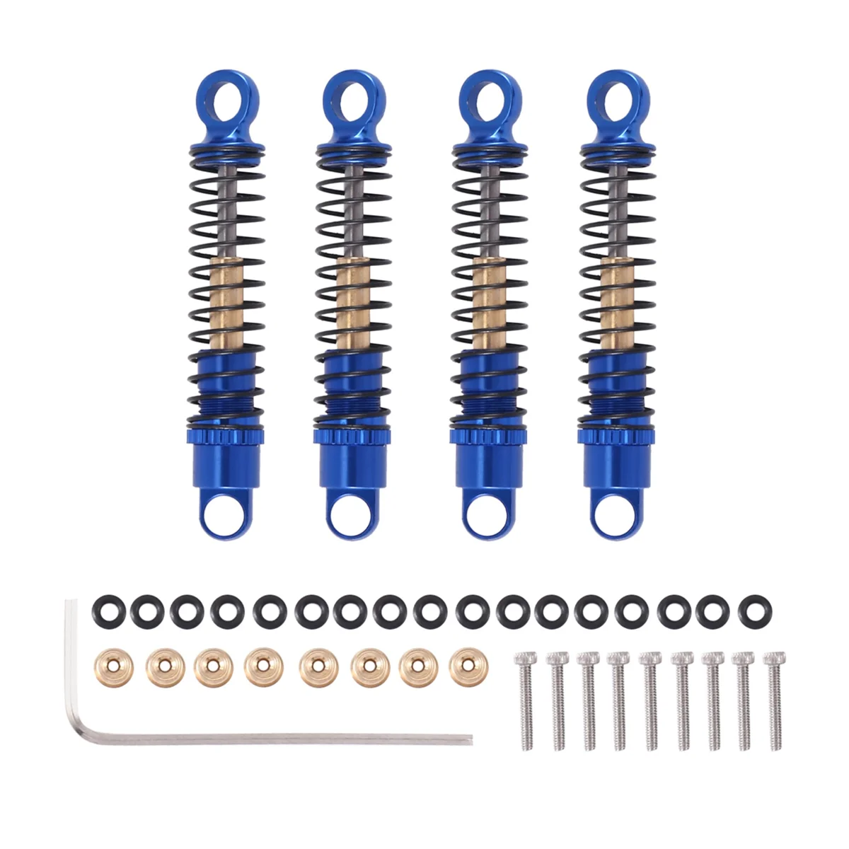 4Pcs 40Mm Metal Shock Absorber Oil Damper for Axial SCX24 C10 JLU Gladiator Bronco 1/24 RC Crawler Car Upgrades,Blue