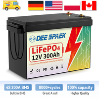 12V 300Ah LiFePo4 Lithium Battery With BMS 8000+ Cycles For RV Campers Off-Road Off-Grid 300Ah 12.8V LiFePO4 Battery Pack Stock