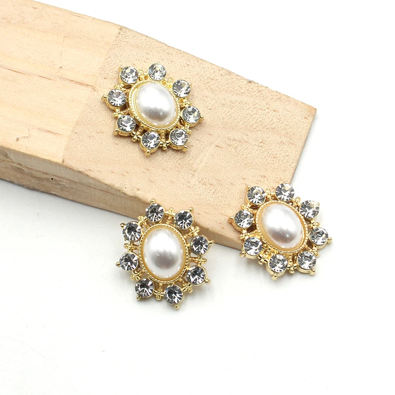 10Pcs 19 * 22MM oval diamond pearl alloy accessories Diy wedding dress headwear gift box accessories