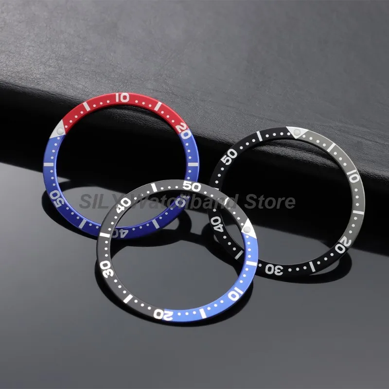 for SKX007 Watch Bezel Insert Aluminium Rings Flat Bezel Man Watches Cases Replace Parts Size 38mm*31.5mm with Sticker for SKX image 2