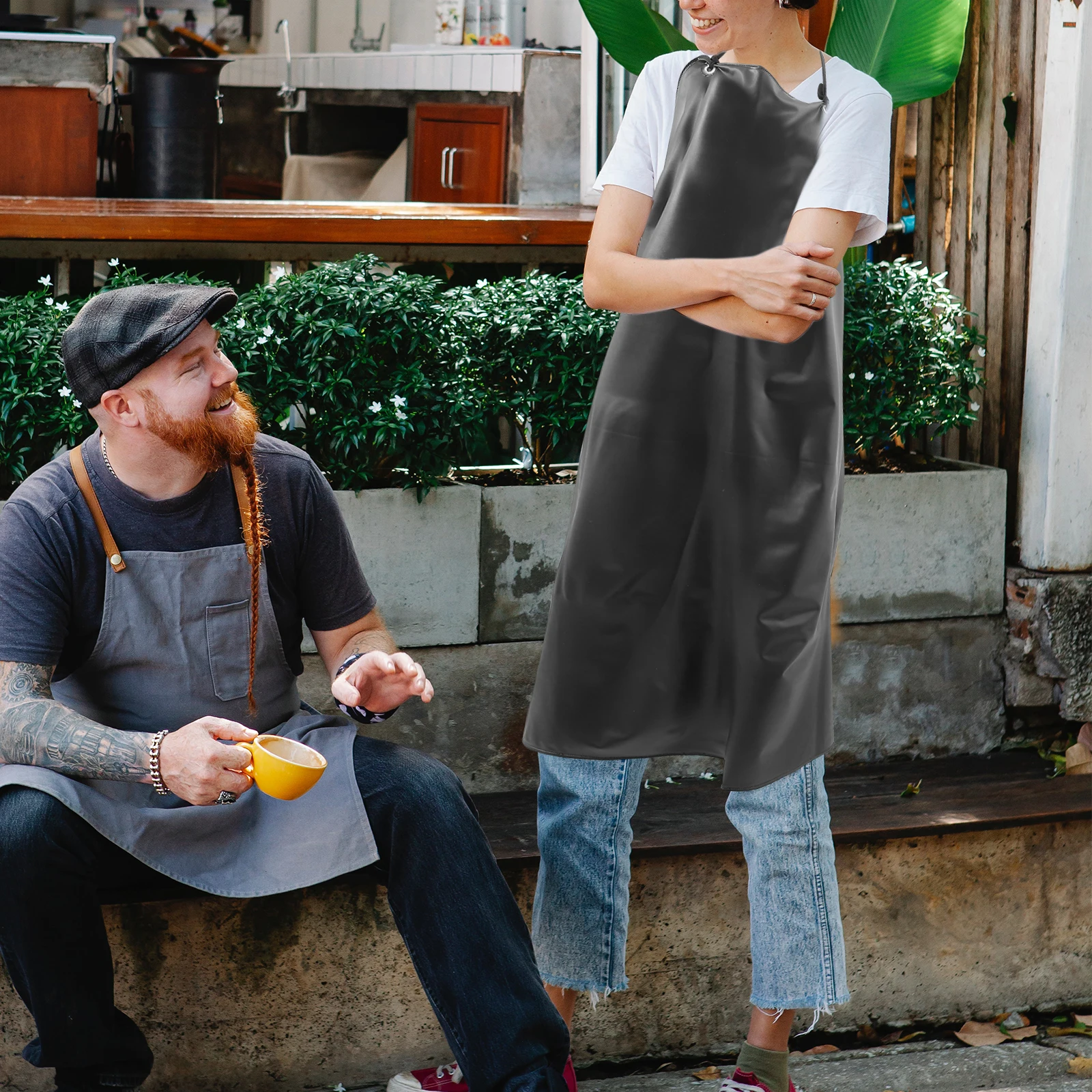 

Thick PVC Waterproof Work Apron Adjustable Durable Kitchen Restaurant Dishwashing Cleaning Apron for Men Aprons for Men