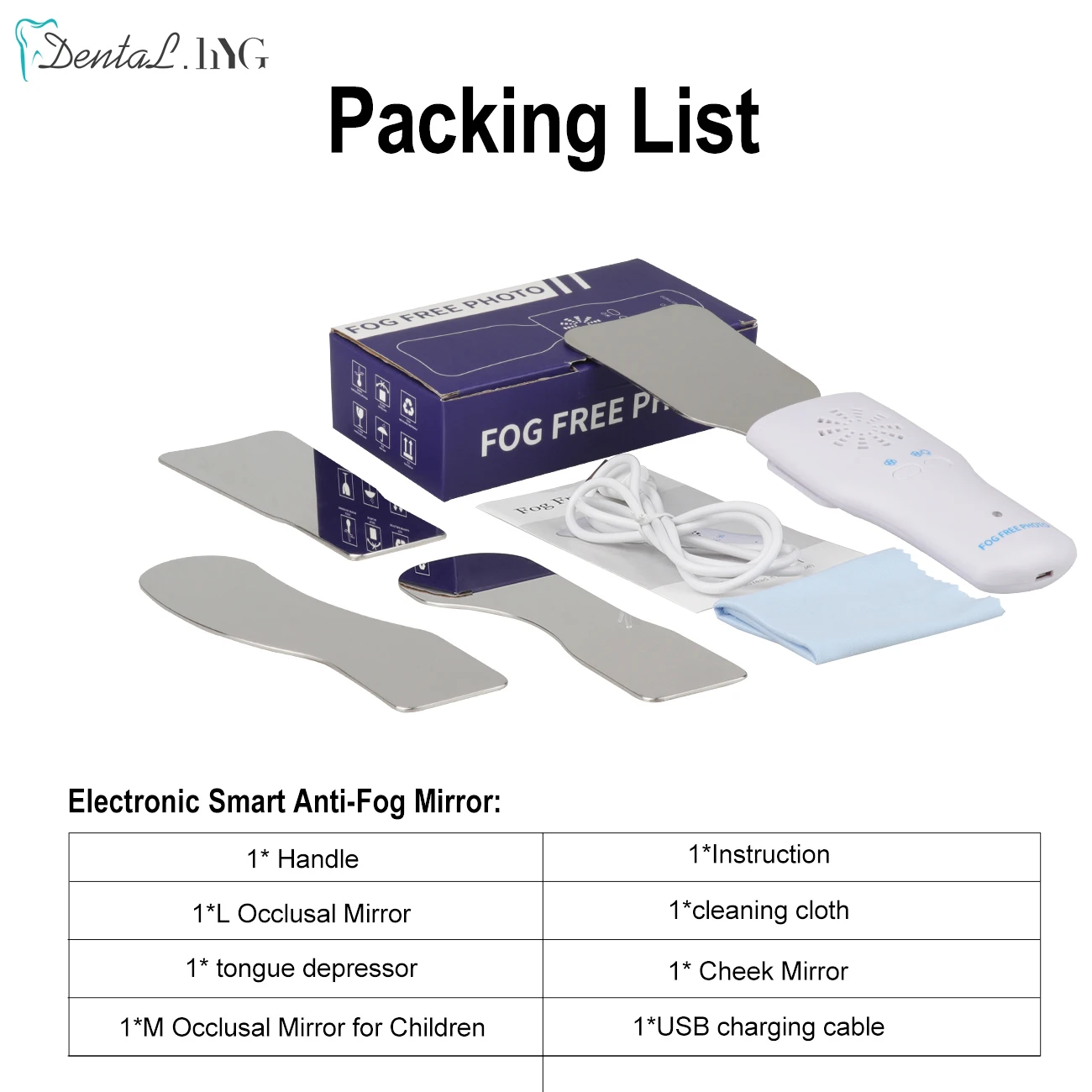 Dental Orthodontic Imaging LED Fog Free Photo Mirror High Hardness Stainless Steel Cavity Obervation Reflector Oral Orthodontic