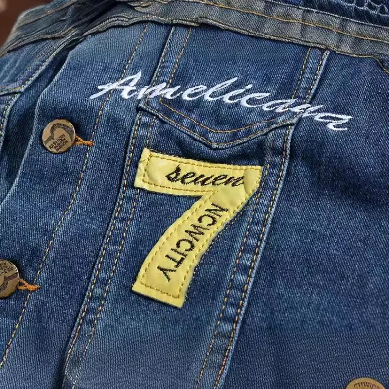 النسخة الكورية الجديدة سليم صالح الاتجاه الرجال سترة جينز الرجال سترة جينز سترة مطرزة سترة