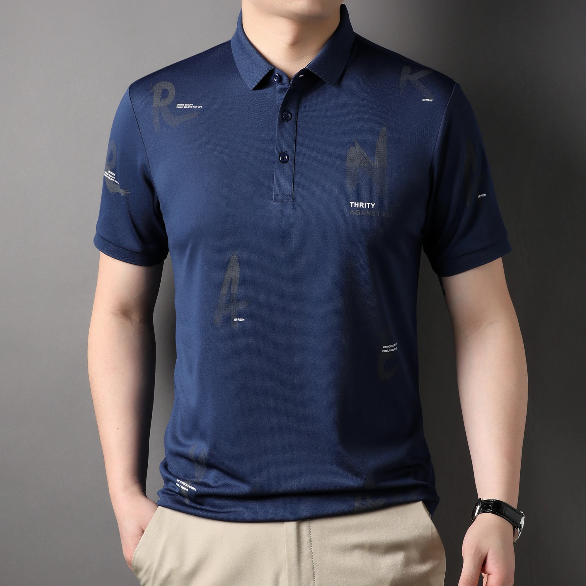 

Summer Men Polo-Shirt Slim Fit Comfortable Skin-Friendly Breathable Non-Marking T-Shirt Soft Business Casual Tops S5006