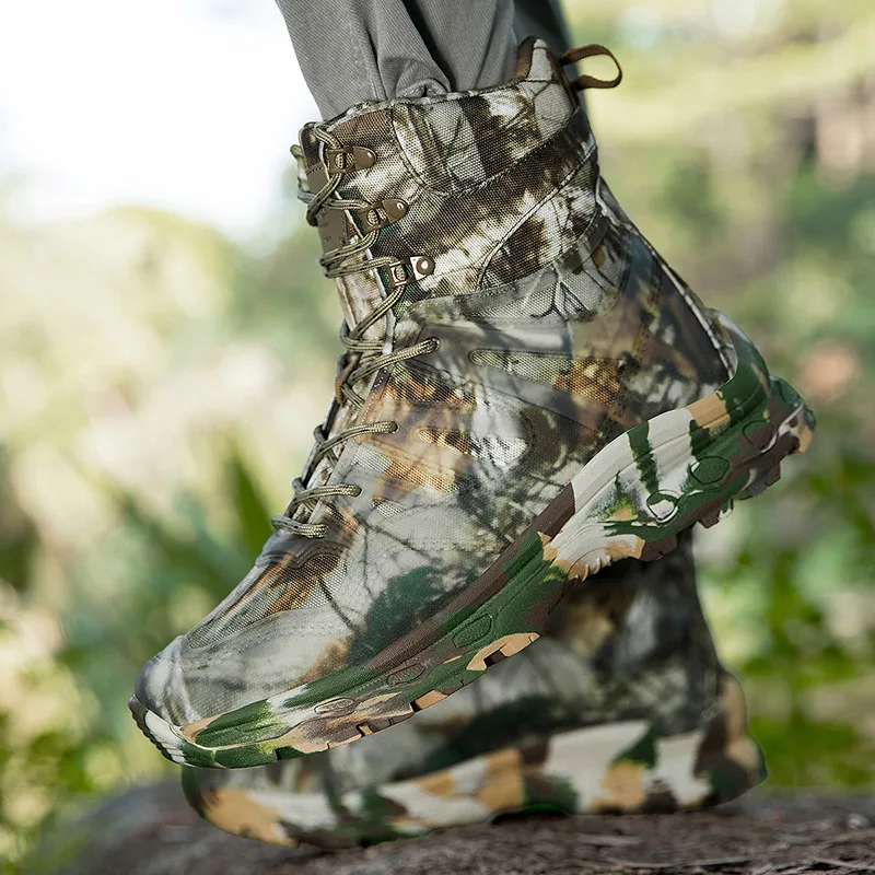 Outdoor Herren Taktische Stiefel Größe 39-47 Hochwertige Mode Camouflage Wanderstiefel Rutschfeste wasserdichte Sicherheitsstiefel für Männer