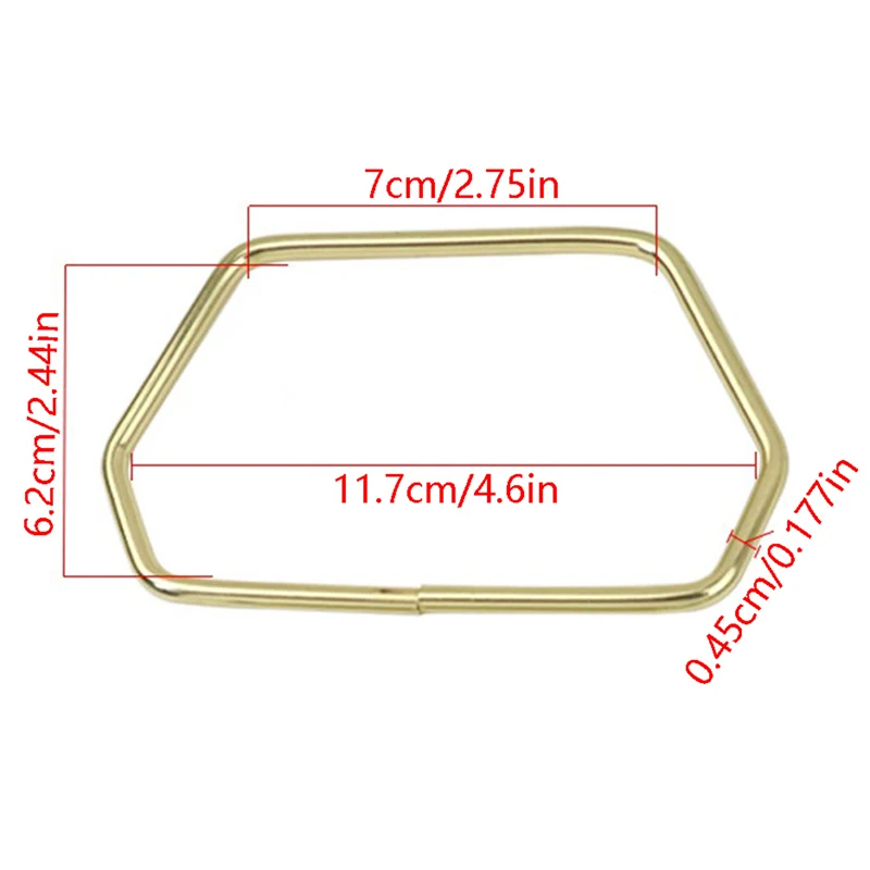 11.7CM Hexagonal Trapezoid Metal Handle For Handbags DIY Bag Accessory Bag Strap Gold Silver Purse Frame Luggage Hardware