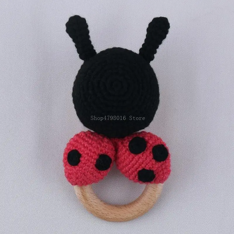 

Crochet Rattle Wooden Teether Soother Nursing Educational