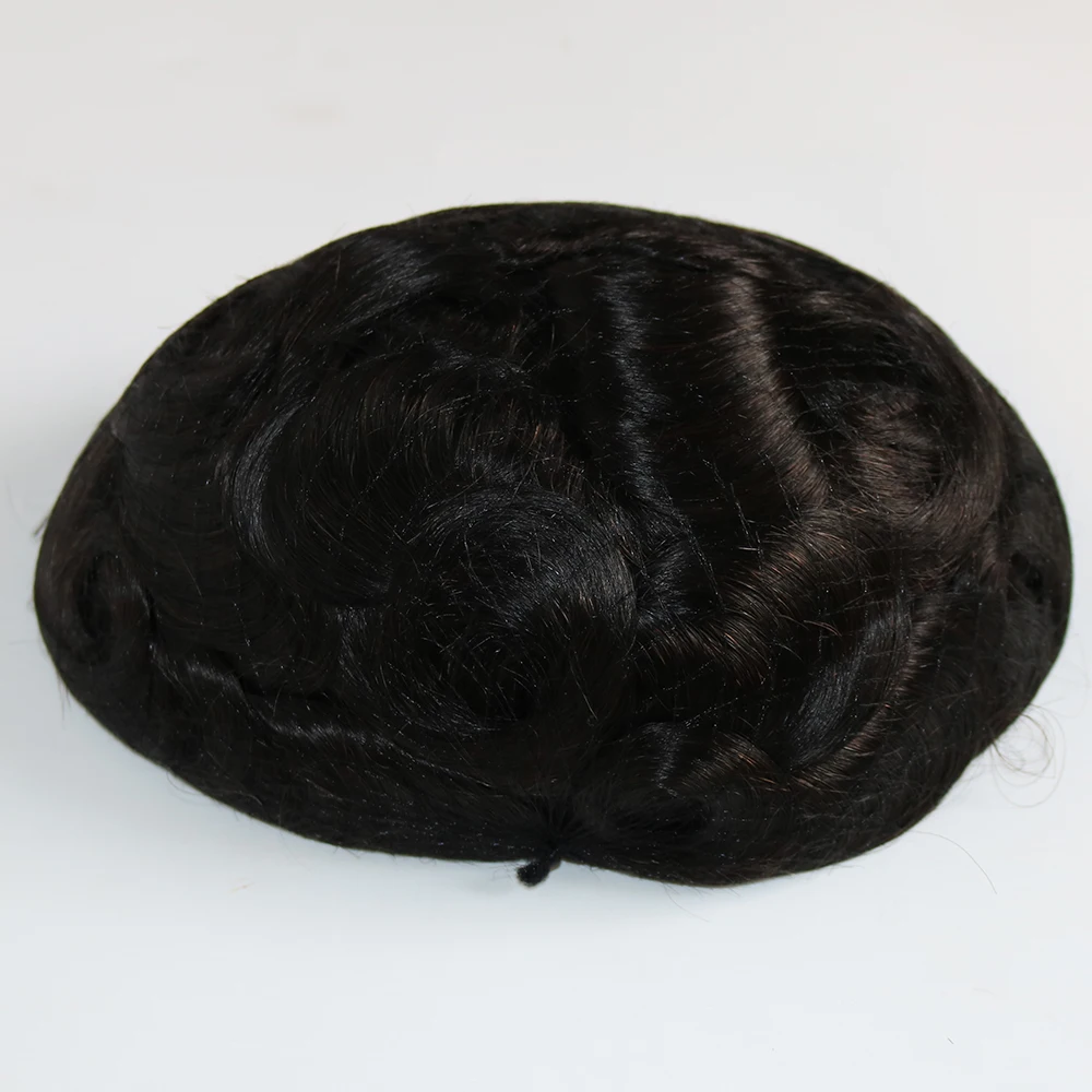 ผมแท้ 100% จากอินเดีย แบบบางพิเศษ มองไม่เห็นรอยต่อ ฐาน PU 0.05 มม. สำหรับผู้ชาย วิกผมผู้ชายแบบผูกปมสองชั้น ขนาด 6 นิ้ว  วัสดุทดแทนเส้นผม