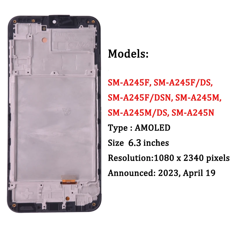 Super AMOLED A24 4G Screen For Samsung A24 4G A245 SM-A245F SM-A245F/DS LCD Display Touch Screen Digitizer Assembly