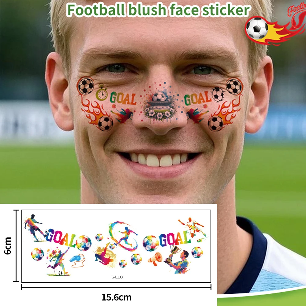 1 pièces peint Football Blush taches de rousseur visage autocollant Football poudre peinture coupe du monde étanche tatouage autocollant visage Decora