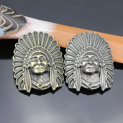 2 Pcs Southeast Indian Tribal Chief Head Conchos for Purse Wallet Belt Decor Screw Back Leathercraft Decorations Accessories