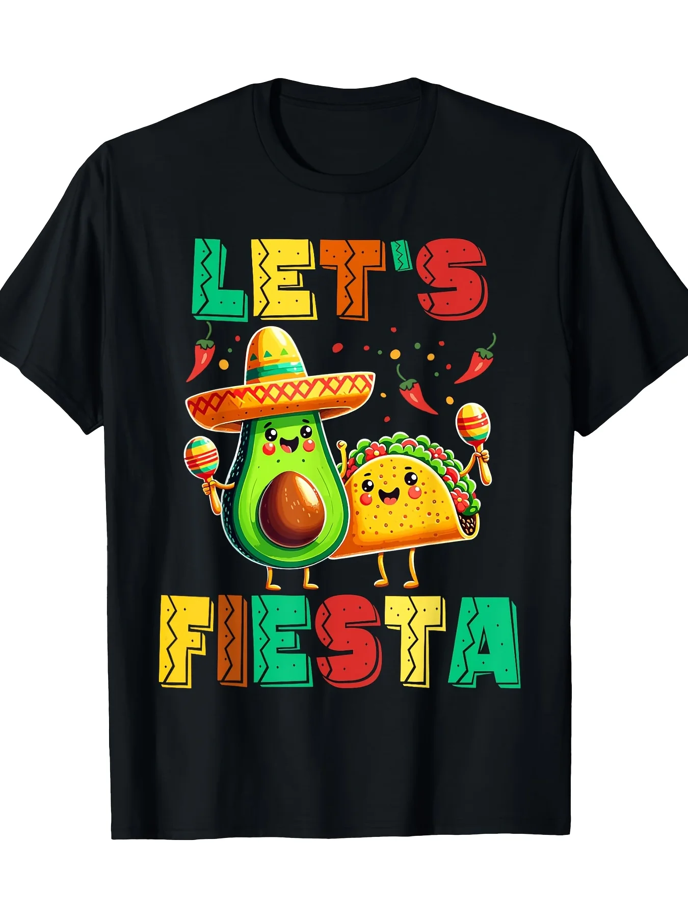 May 5Th Festival Avocado Taco Print Carnival Party Theme T-Shirt
