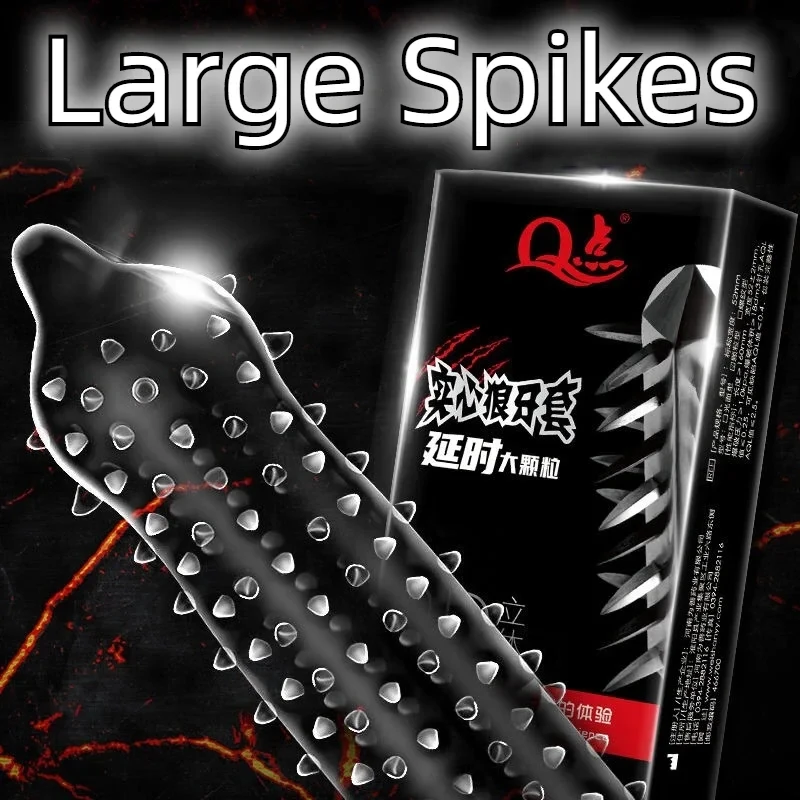 Large Dotted Condoms delay ejaculation 9D Spikes dots penis sleeve G Spot Sex Toys for Men Adults 18+ Sex Products Sexshop