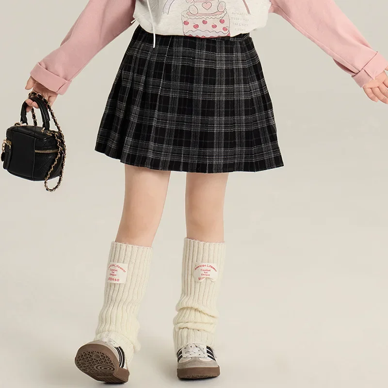 2024 Autumn Children's Korean Academy Style Pleated Skirt JK Short Skirt Girls' Stylish Princess Plaid Skirt