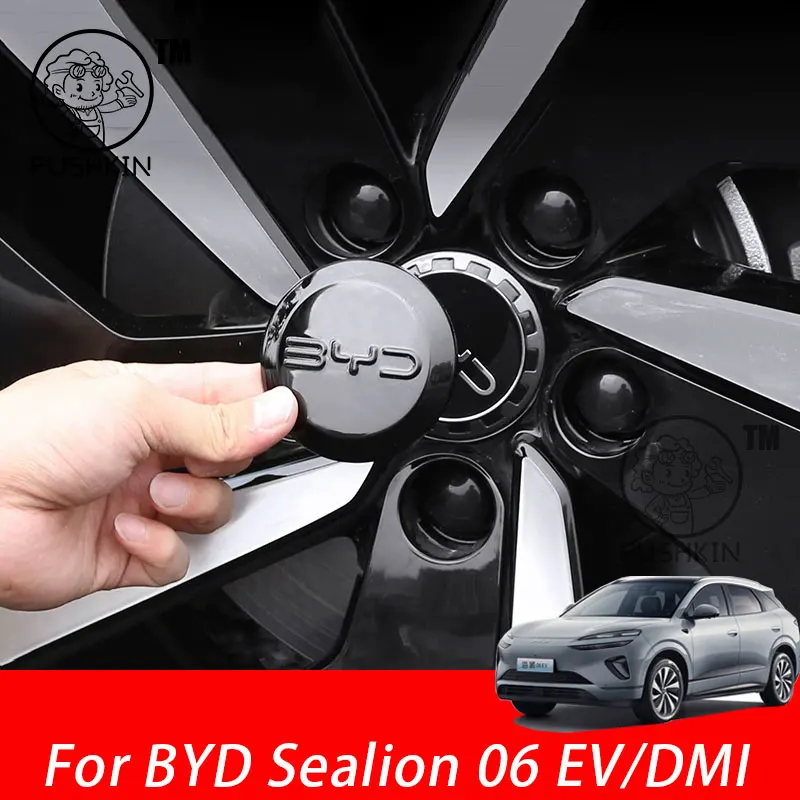 

For BYD Sealion 06 EV/DMI 2025 2026 Car wheel hub Logo cover Wheel Center Cap Cover Black Emblems Exterior Accessories