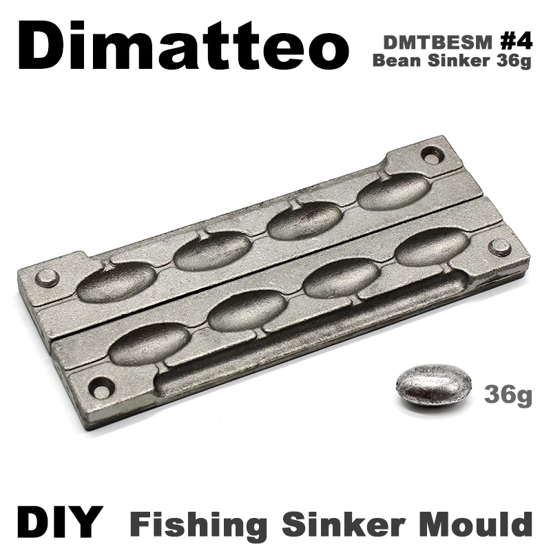 

Dimatteo DIY Fishing Bean Sinker Mould DMTBESM/#4 Bean Sinker 36g 4 Cavities