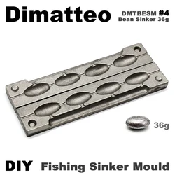 Dimatteo DIY Fishing Bean Sinker Mould DMTBESM/#4 Bean Sinker 36g 4 Cavities