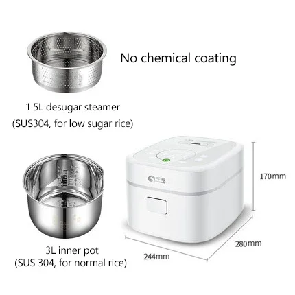 3l smart cooking rice coker food cooker electric multi cooker stainless steel steamer multicooker low sugar mini rice cooker