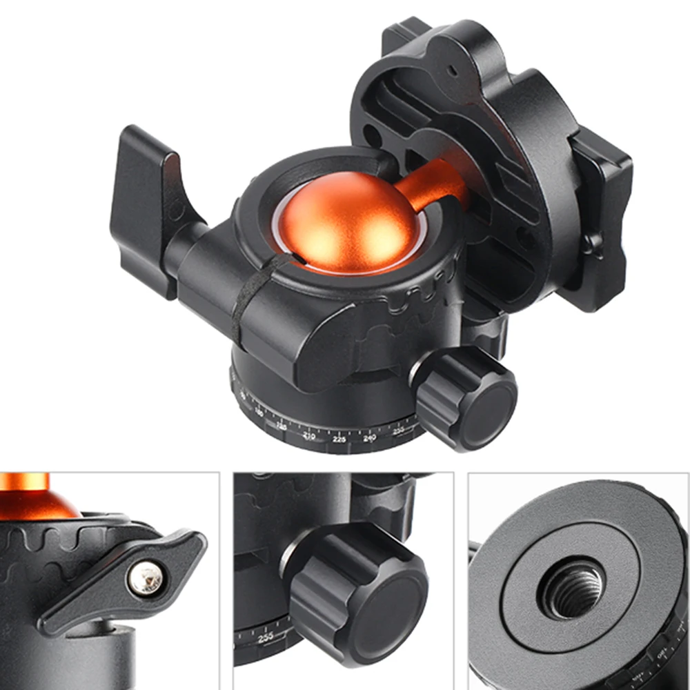 Ballhead Tripod Mount Adapter 28mm Large Ball Head Adapter QR Plate 1/4 Inch Aluminium Alloy 10kg Payload