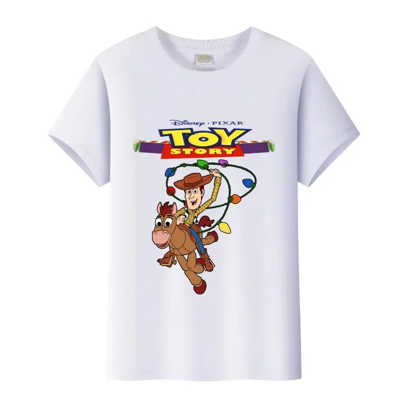 

Fashion Kids t-shirt Women Tshirt Disney Cartoon Toy Story Graphic Ladies Tees Gothic Man White Tops Y2K Girl Family Blouse Gift
