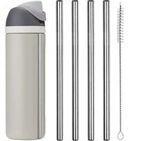 2/4/6Pcs Metal Replacement Straws for Owala Water Bottle 24 oz 32 oz, With 1 Cleaning Brush, Reusable Stainless Steel Straws