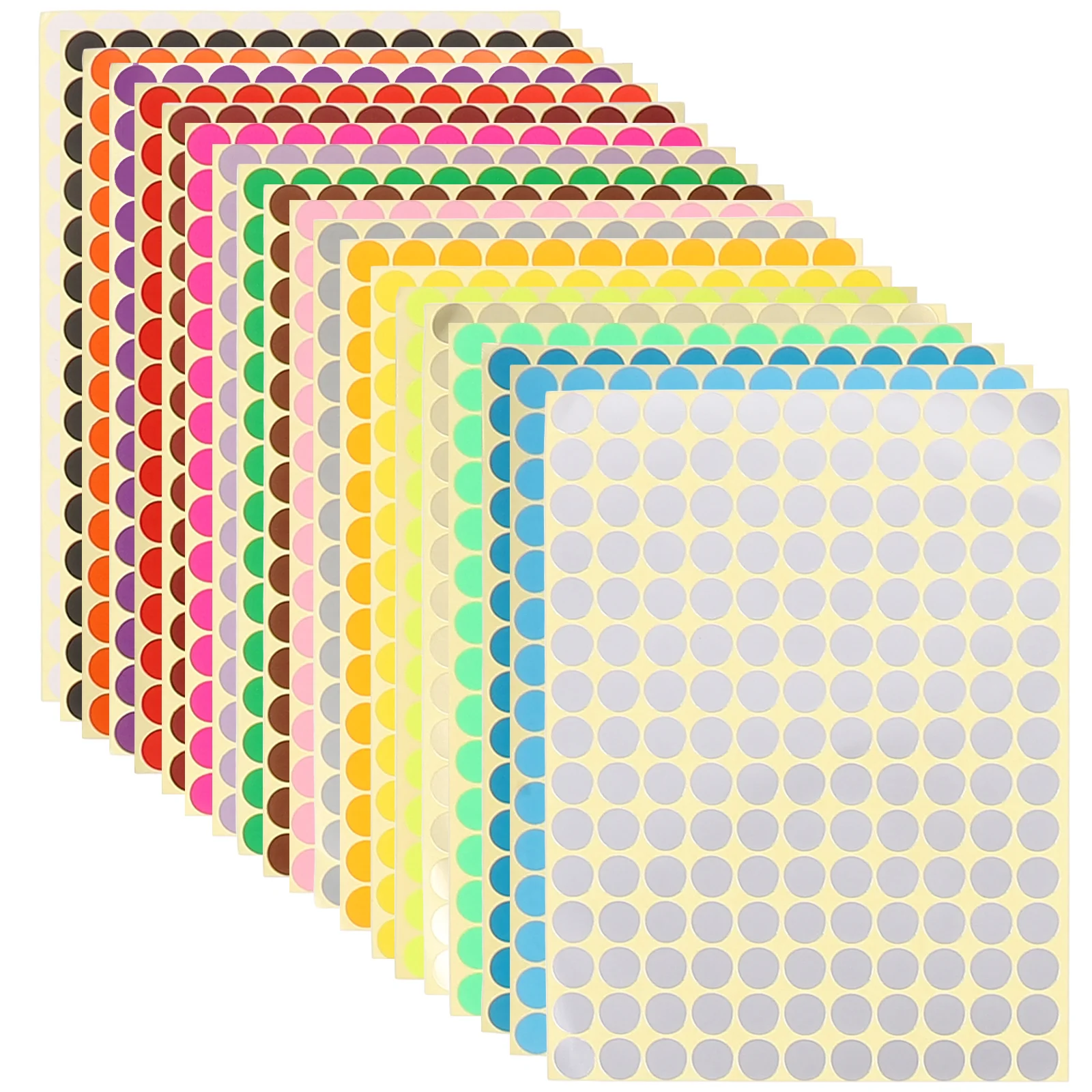 

20 Sheets Dot Stickers Peel off Small Circle Round Assorted Color Colorful Dots
